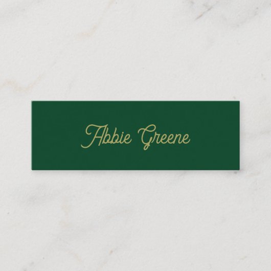Retro Groen Script Modern Mini Visitekaartje (Voorkant)