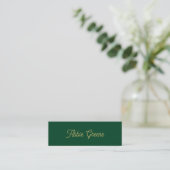 Retro Groen Script Modern Mini Visitekaartje (Staand voorkant)