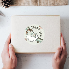 Retro Groen Sinaasappel Baby Dragon Dank u Labels