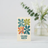 Retro Groen Sinaasappel QR Code Boho Bloemen Uniek Visitekaartje (Staand voorkant)