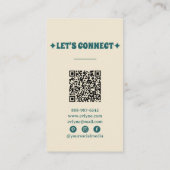 Retro Groen Sinaasappel QR Code Boho Bloemen Uniek Visitekaartje (Achterkant)