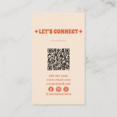 Retro Groen Sinaasappel QR Code Groovy Floral Fun Visitekaartje (Achterkant)