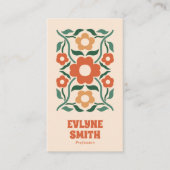 Retro Groen Sinaasappel QR Code Groovy Floral Fun Visitekaartje (Voorkant)