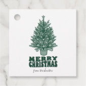  retro groen vrolijk kerstfeest bedankjes labels (Voorkant)