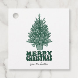  retro groen vrolijk kerstfeest bedankjes labels