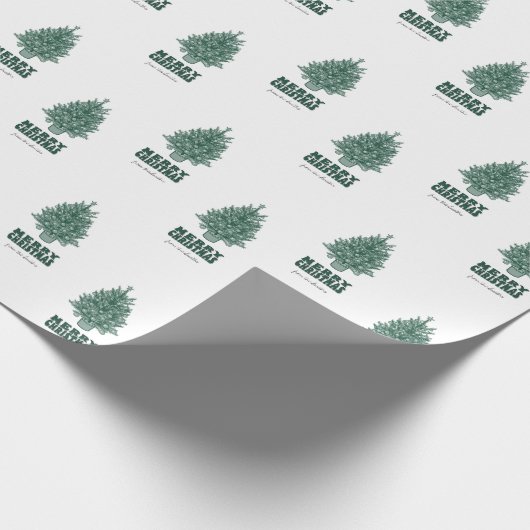  retro groen vrolijk kerstfeest cadeaupapier (Hoek)