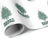 retro groen vrolijk kerstfeest cadeaupapier (Rol Hoek)