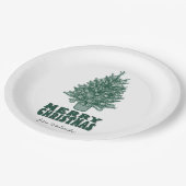  retro groen vrolijk kerstfeest papieren bordje (Gekanteld)