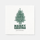  retro groen vrolijk kerstfeest servet (Voorkant)