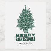  retro groen vrolijk kerstfeest wijn etiket (Enkel label)
