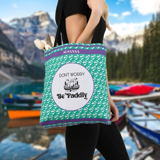 Retro Groen Water Patroon Kano Otter Aangepaste Na Tote Bag