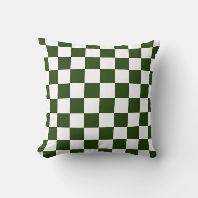 Retro groen wit geruit jaren 60 patroon kussen (Voorkant)