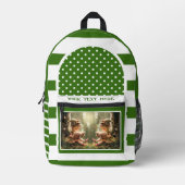 Retro Groen Wit Gestreepte Artistieke Foto Bedrukte Rugzak (Voorkant)