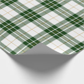 Retro Groen Wit Kerstmis Nieuwjaar Tartan Plaid Cadeaupapier (Hoek)