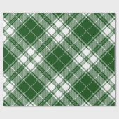 Retro Groen Wit Kerstmis Nieuwjaar Tartan Plaid Cadeaupapier (Vlak)