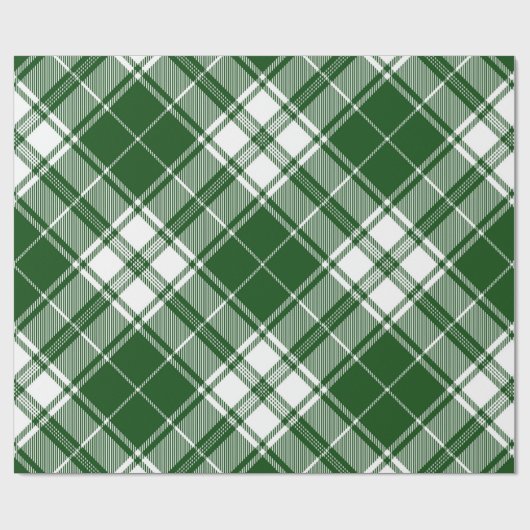 Retro Groen Wit Kerstmis Nieuwjaar Tartan Plaid Cadeaupapier (Vlak)