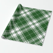 Retro Groen Wit Kerstmis Nieuwjaar Tartan Plaid Cadeaupapier (Uitgerold)