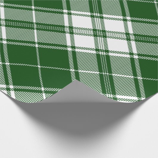 Retro Groen Wit Kerstmis Nieuwjaar Tartan Plaid Cadeaupapier (Hoek)