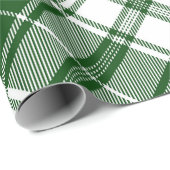 Retro Groen Wit Kerstmis Nieuwjaar Tartan Plaid Cadeaupapier (Rol Hoek)