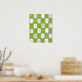 Retro Groen & Wit Starbursts Poster (Keuken)