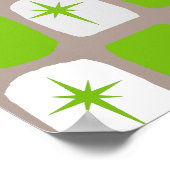 Retro Groen & Wit Starbursts Poster (Hoek)