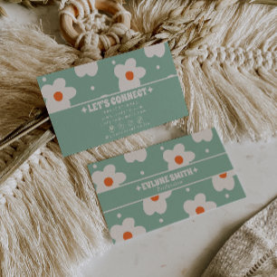 Retro groene 70s groovy bloem boho uniek leuk visitekaartje
