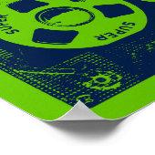 Retro groene & blauwe cassettebandje poster (Hoek)