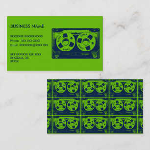 Retro groene & blauwe cassettebandje visitekaartje