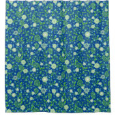 Retro groene bloeiende planten pattern.b Blauw BG Douchegordijn (Voorkant)