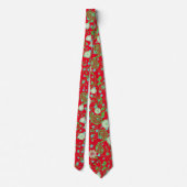 Retro groene bloeiende planten pattern.b Rood BG Stropdas (Achterkant)