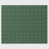 Retro groene bloeiende planten pattern.b Zwart BG Cadeaupapier (Vlak)
