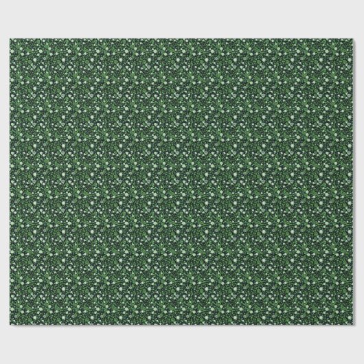 Retro groene bloeiende planten pattern.b Zwart BG Cadeaupapier (Vlak)