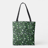 Retro groene bloeiende planten pattern.b Zwart BG Tote Bag (Achterkant)