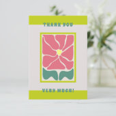Retro  groene Bloem Dank u kaart (Staand voorkant)
