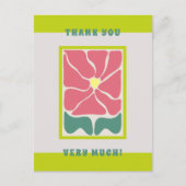 Retro  groene Bloem Dank u kaart (Voorkant)