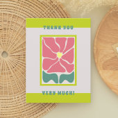 Retro groene Bloem Dank u kaart