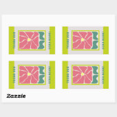 Retro  groene Bloem Dank u Rechthoekige Sticker (Vel)