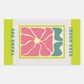Retro  groene Bloem Dank u Rechthoekige Sticker (Voorkant)