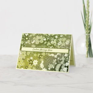 Retro groene bloemen gebladerte kaart