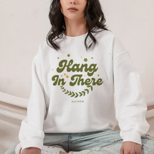Retro Groene Bloemen 'Hang In There' Gepersonalise Trui