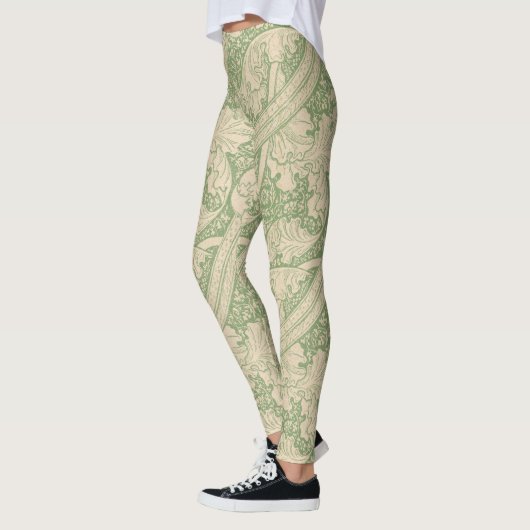 Retro groene bloemige krul leggings (Links)