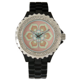 retro groene bloempatroon horloge