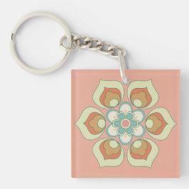 retro groene bloempatroon sleutelhanger