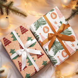 Retro groene bomen patroon Kerst vakantie Inpakpapier Vel