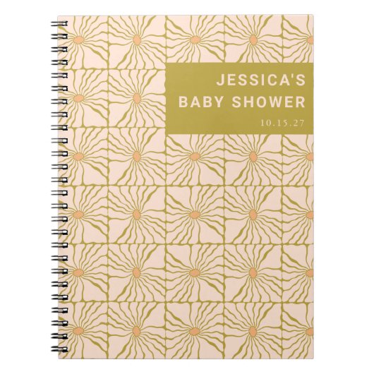 Retro Groene Botanische Aangepaste Baby shower Gif Notitieboek (Voorkant)