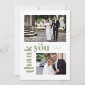 Retro Groene Bruiloft Dank u Kaart (Voorkant)