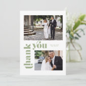 Retro Groene Bruiloft Dank u Kaart (Staand voorkant)