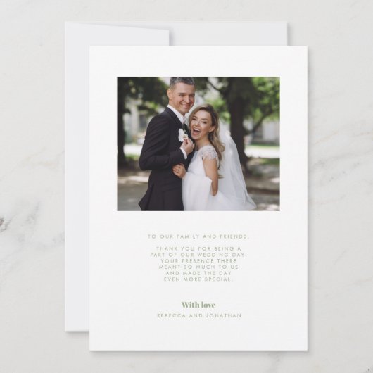 Retro Groene Bruiloft Dank u Kaart (Achterkant)