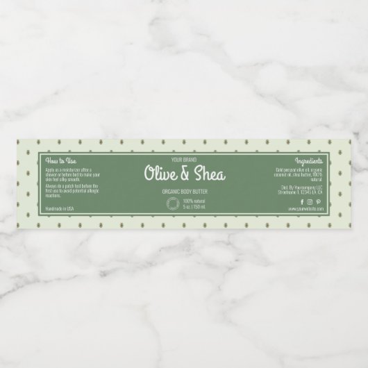 Retro Groene Cosmetica Jar Wrap-Around Label Waterfles Etiket (Enkel label)