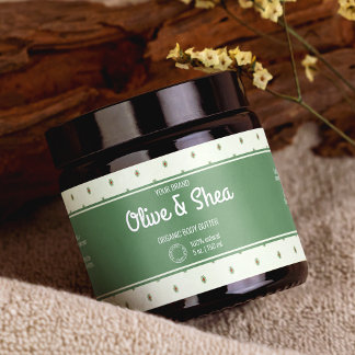 Retro Groene Cosmetica Jar Wrap-Around Label Waterfles Etiket